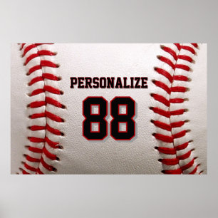 Poster Baseball Softball Nom et Numéro personnalisés