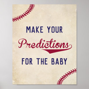 Poster Baseball Themed Predictions for Baby Sign