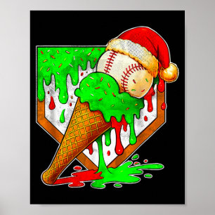 Poster Baseball Xmas Noël Baseball Crème Glacée Dégoulina