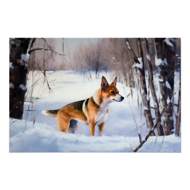 Poster Basenji Laisser neiger Noël (Devant)
