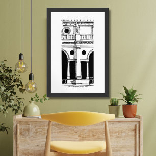 Poster Basilique Palladiana Italie noir blanc croquis Mat