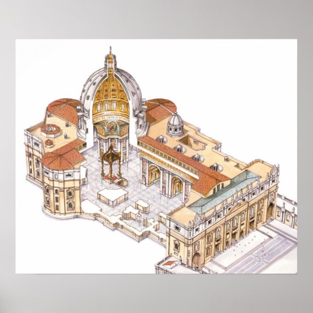 Poster Basilique Saint-Pierre. Cité du Vatican Rome. Ital (Devant)