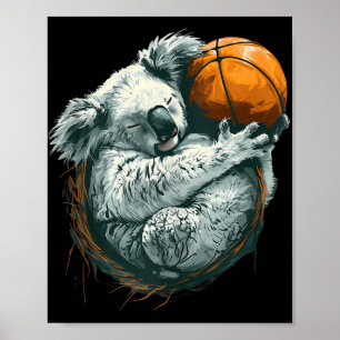 Poster Basket-ball Animal Art Dessin Koala Basketball Pla
