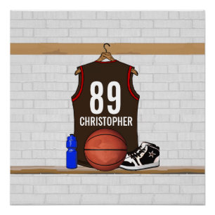 Poster Basket-ball Brown et rouge personnalisé Jersey