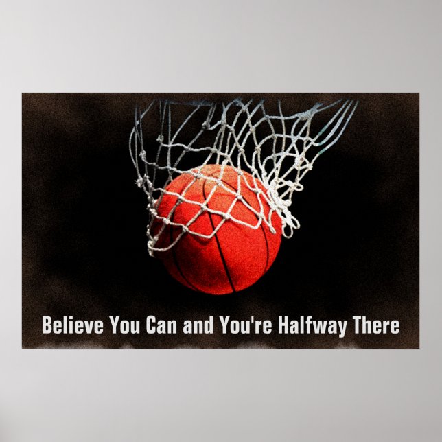 Poster Basket-ball de devis motivationnel (Devant)
