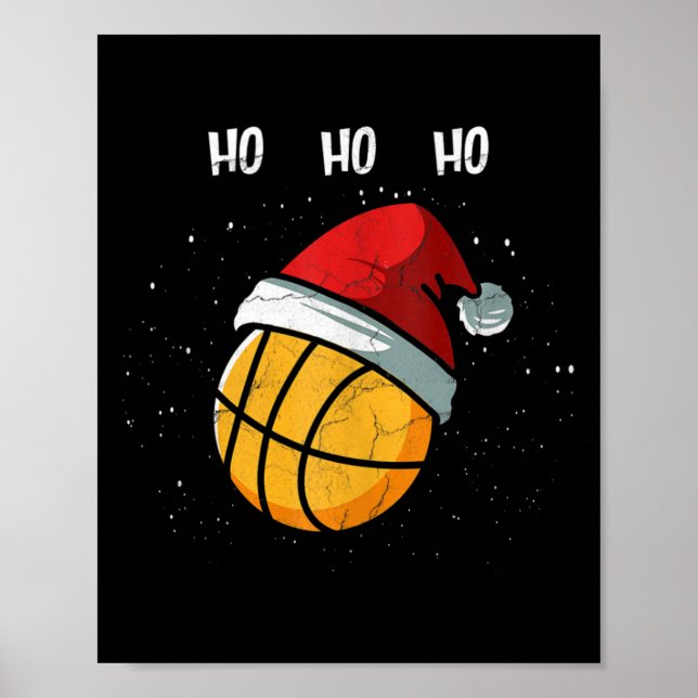 Poster Basket-ball de Noël Santa Hat Basket Pl (Devant)