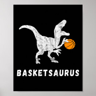 Poster Basket-ball Dinosaur Baller T-rex Dino Jouer Bask