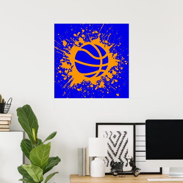 Poster basket-ball éclaboussé (Bureau à domicile)