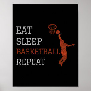 Poster Basket-ball entraîneur Manger Sleep Basket-ball Ré