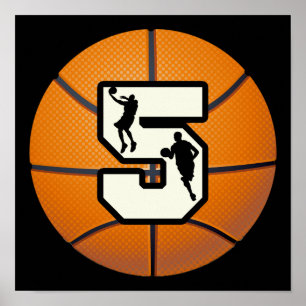 Poster Basket-ball et joueurs du numéro 5