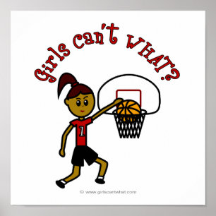 Poster Basket-ball féminin rouge foncé