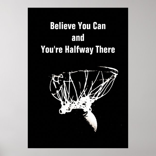 Poster Basket-ball Motivationnel Black White Confiance (Devant)