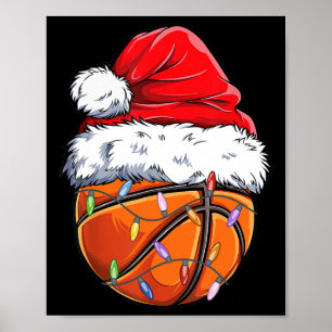 Poster Basket-ball Noël Chapeau - Fun Basket-ball Xm