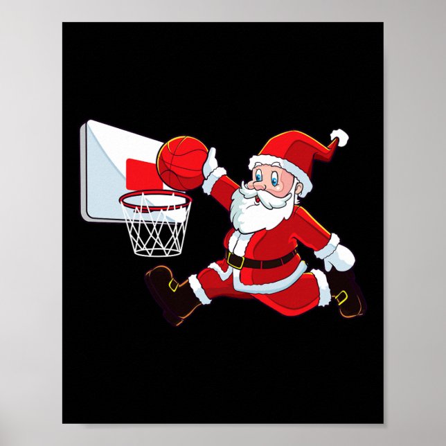 Poster Basket-ball Noël Père Noël Chelem Dunk Hommes Garç (Devant)
