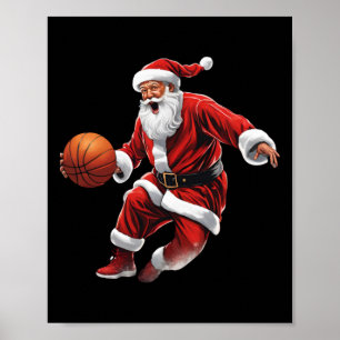 Poster Basket-ball Père Noël Slam Dunk Vilain Noël