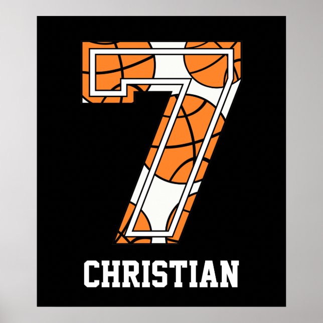 Poster Basket-ball personnalisé numéro 7 (Devant)