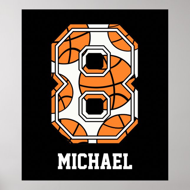 Poster Basket-ball personnalisé numéro 8 (Devant)