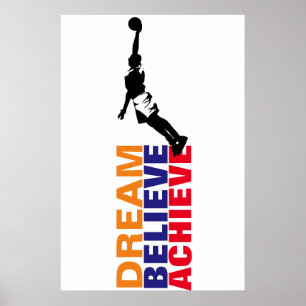 Poster Basket-ball Pop Art Croire Réaliser Rêver