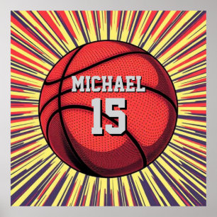 Poster Basket-ball Votre nom Pop Art