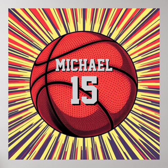 Poster Basket-ball Votre nom Pop Art (Devant)