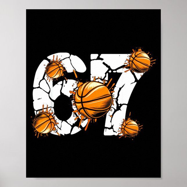 Poster Basketball 67 Six Seven 6 7 Kids Funny Gen Alpha M (Devant)