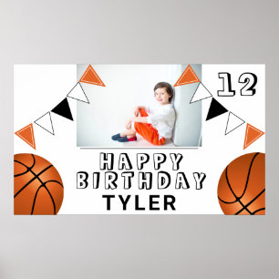 Poster Basketball Balls drapeaux Enfants Photo Anniversai