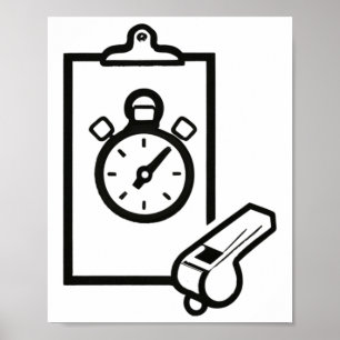 Poster Basketball Coach Whistler Stopwatch