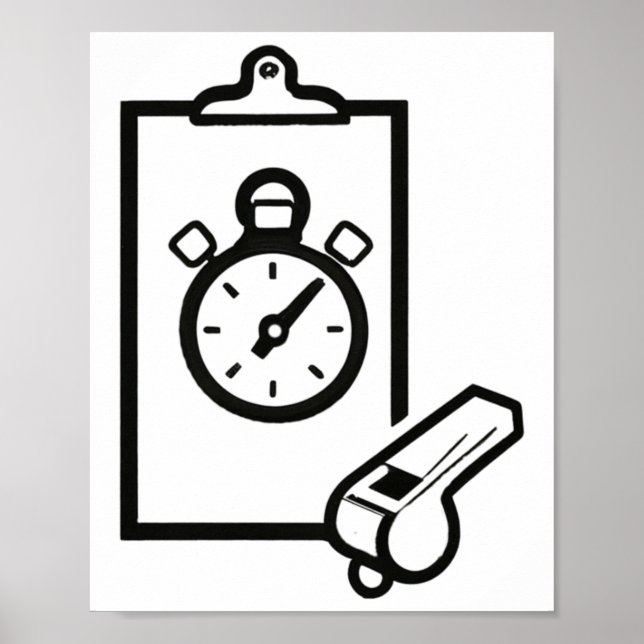 Poster Basketball Coach Whistler Stopwatch (Devant)