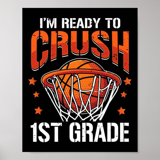 Poster Basketball de 1ère année Revenir à l'école garçons (Devant)