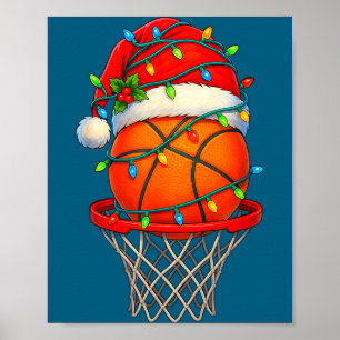Poster Basketball de Noël Santa Sports Xmas Illustrations