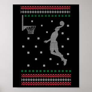 Poster Basketball Dunking Cool de Noël Sport laide X-mas