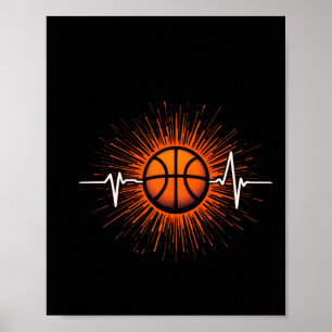 Poster Basketball Heartbeat - Amour Pour Le Jeu Tee