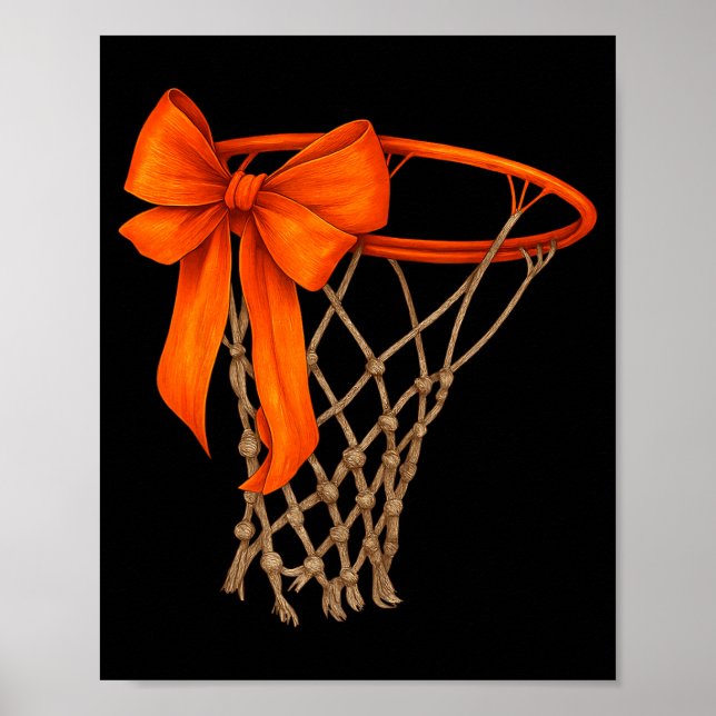 Poster Basketball Hoop With Bow Cute Basketball Aesthetic (Devant)