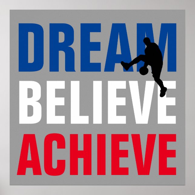 Poster Basketball Motivational Art Dream Croire Atteindre (Devant)