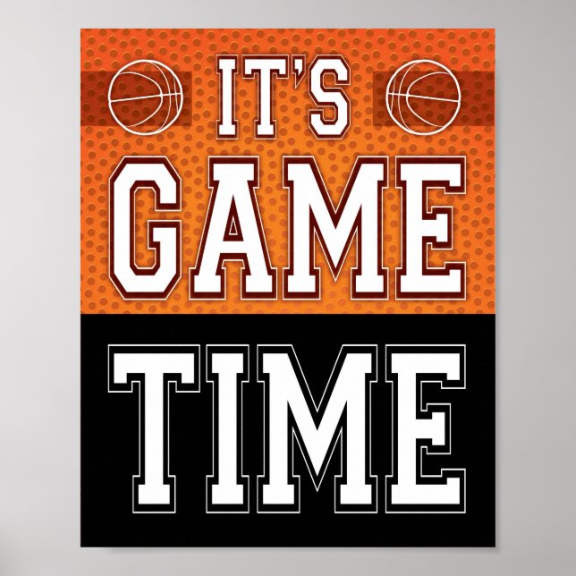 Poster Basketball Party IT'S GAME TIME Signe Imprimer (Devant)