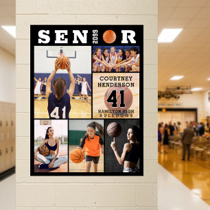 Poster Basketball Senior Graduation 6 Photo Collage