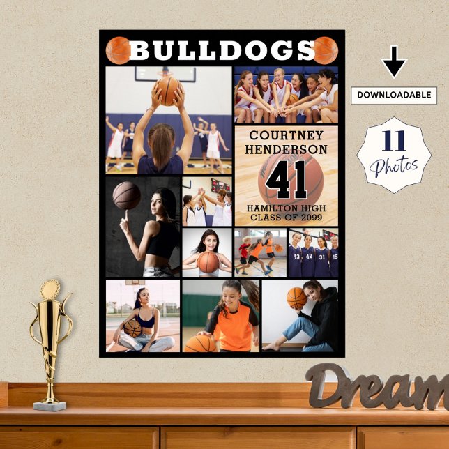 Poster Basketball Senior Night 11 Photo Collage (Créateur téléchargé)