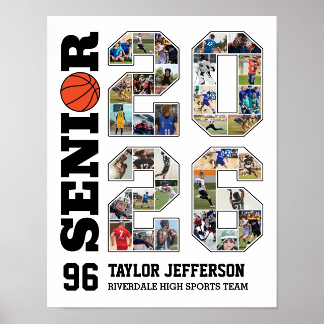 Poster Basketball Team Senior 2026 Sports Photo Collage (Devant)