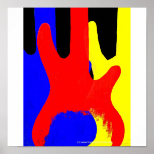 Poster Basse Guitare Peinture Abstraite Couleurs vives