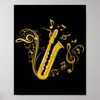 Poster Basse Saxophone Lecteur Orchestre Basse Saxophone