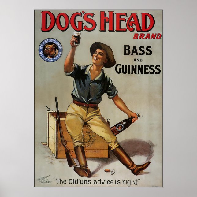 Poster Basse tête de chien et guinness (Devant)
