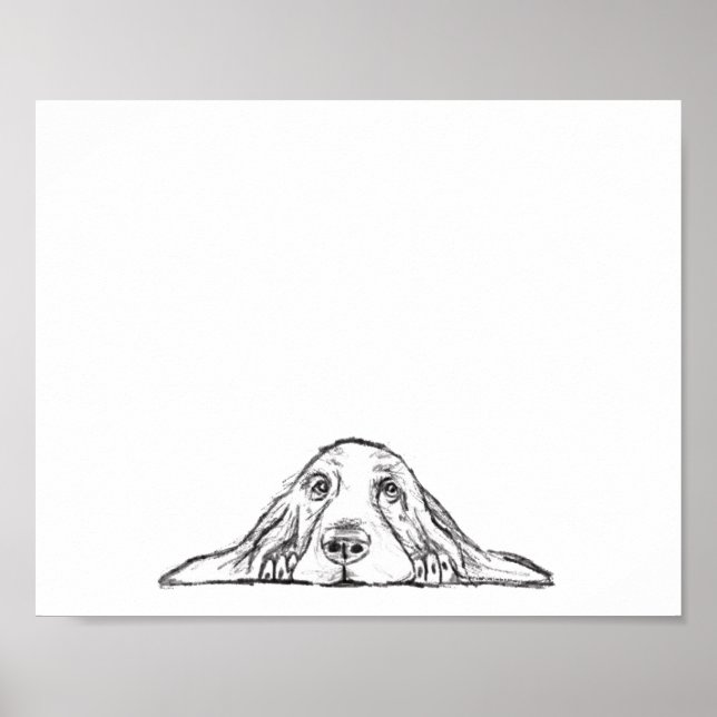 Poster basset blanc (Devant)