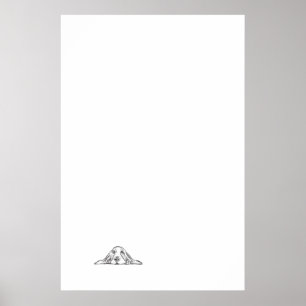 Poster basset hound noir blanc yeux de chiot simple