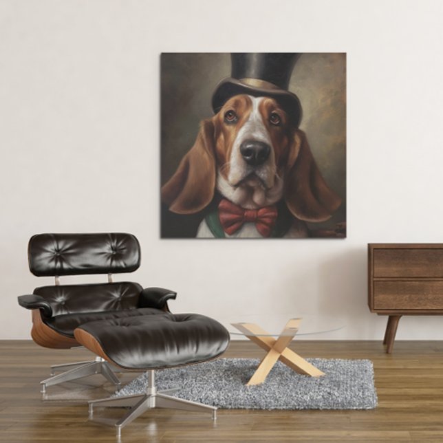 Poster Basset Hound portant haut de forme et noeud papill (Créateur téléchargé)