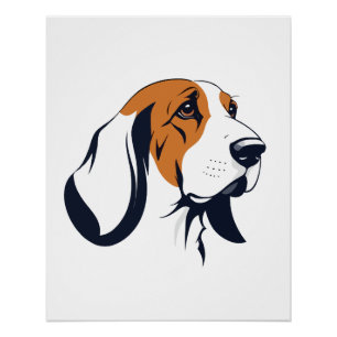 Poster Basset Hound Vector Art Animal Moderne Ville Urbai