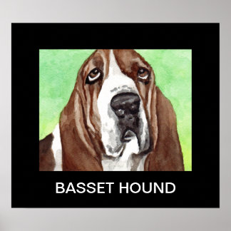 Poster Basset watercolor