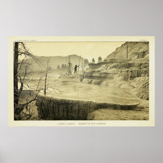 Poster Bassins inférieurs. Mammoth Hot Springs.(1883)