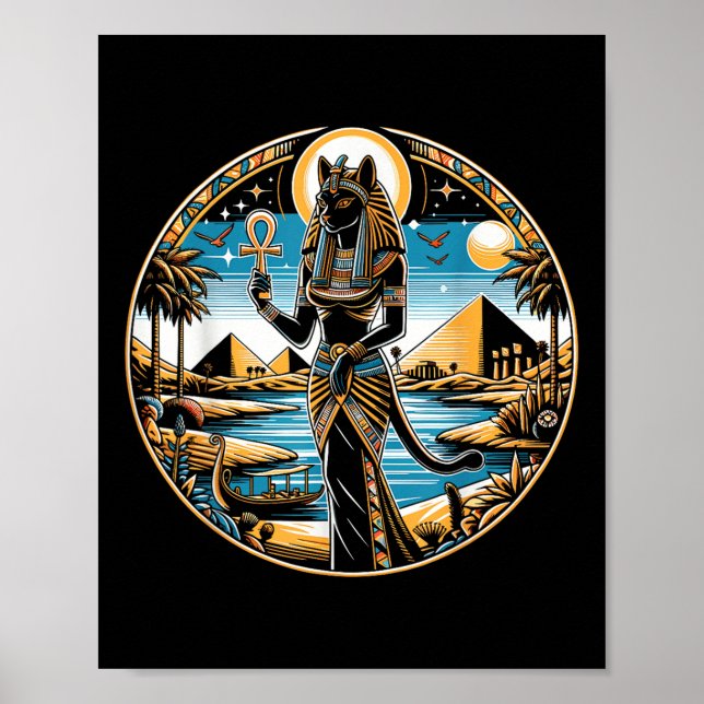 Poster Bastet Chat déesse antique Egypte Mytholog égyptie (Devant)