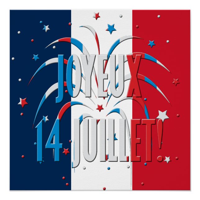 Poster Bastille Day, Joyeux 14 juillet (Devant)
