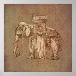 Poster Bastille vintage d'éléphant